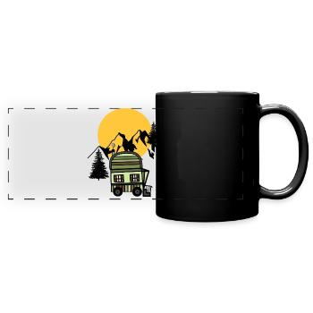 Bauwagen Naturfreund Alpen Hütte Bergsteiger Alm - Mug panoramique uni - noir - Devant