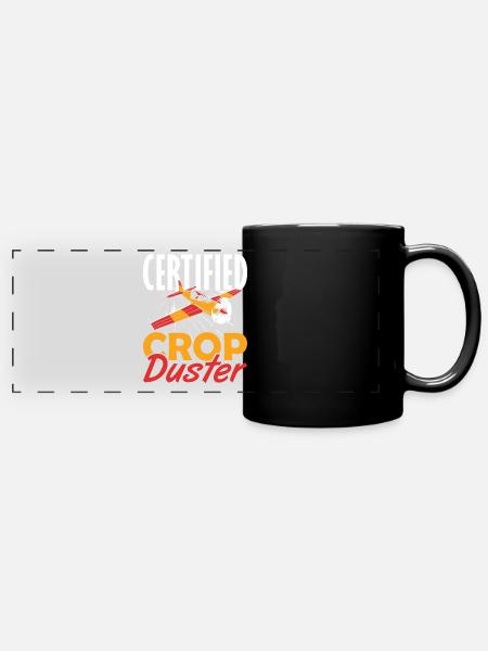 Certified Crop Duster Sprühflugzeug - Panorama-Tasse farbig - Schwarz