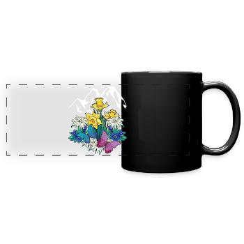 Autriche Tyrol printemps Nature Amoureux de la nature Alm - Mug panoramique uni - noir - Devant