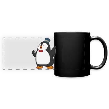 Chant du micro Penguin Singer - Mug panoramique uni - noir - Devant