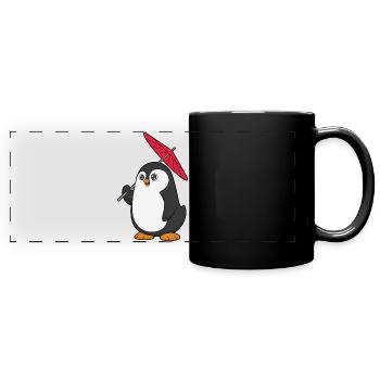 Penguin Umbrella - Full Colour Panoramic Mug - black - Front