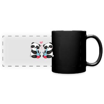 Panda Bears in Love Smoke Bong Cute - Full Colour Panoramic Mug - black - Front