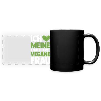 Fleischlos Vegan Pflanzlich Veganer - Panorama-Tasse farbig - Schwarz - Vorne