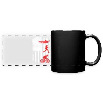 Patriotic triathlete - Full Colour Panoramic Mug - black - Front