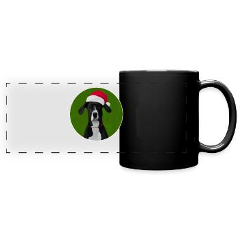 Grand chien danois au chapeau de père Noël pour Noël - Mug panoramique uni - noir - Devant