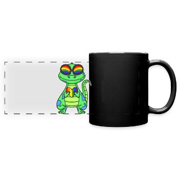 Gay Rainbow Heart Dinosaurs - Full Colour Panoramic Mug - black - Front