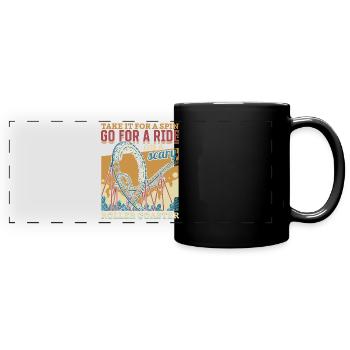 Vintage Looping Roller Coaster Ride Gift - Full Colour Panoramic Mug - black - Front