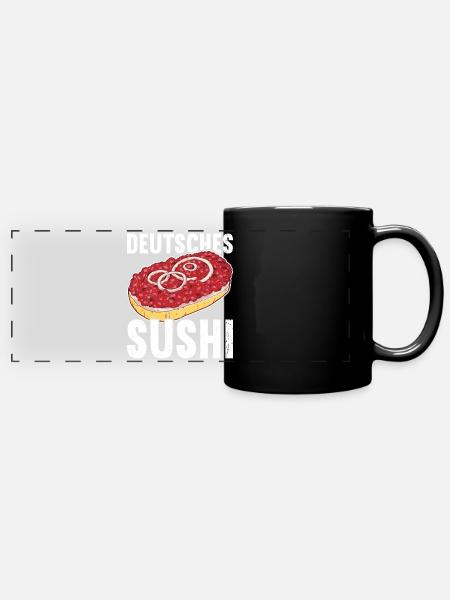 Mettbrötchen - Panorama-Tasse farbig - Schwarz