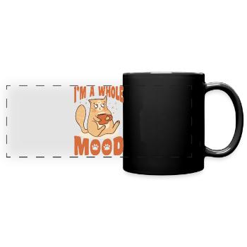 Katzen Kaffee Launisch Bürohumor Bengal Katze - Panorama-Tasse farbig - Schwarz - Vorne