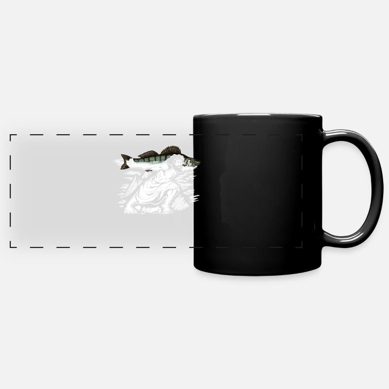 Jésus porte une perche - chasseur de sandre - Mug panoramique uni - noir