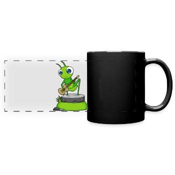 Caterpillar Musician Guitar Music - Full Colour Panoramic Mug - black - Front