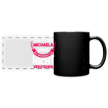 Michaela - Panorama-Tasse farbig - Schwarz - Vorne