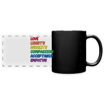 Stolz LGBTQ. Aussage - Panorama-Tasse farbig - Schwarz - Vorne