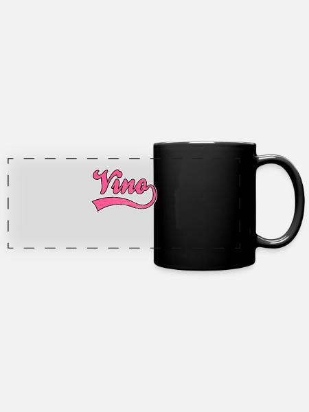 Wein Vino Schriftzug - Panorama-Tasse farbig - Schwarz