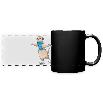 Suricates patins à glace - Mug panoramique uni - noir - Devant