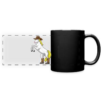 Pferd Cowboy Cowboystiefel - Panorama-Tasse farbig - Schwarz - Vorne