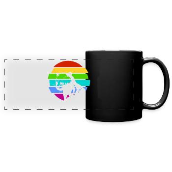 Jaguarundi sur fond arc-en-ciel - Mug panoramique uni - noir - Devant