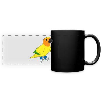 Perroquet patins à glace - Mug panoramique uni - noir - Devant