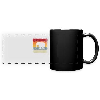 Elefant Retro - Panorama-Tasse farbig - Schwarz - Vorne