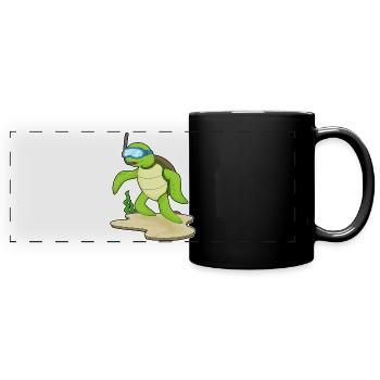 Schildkröte Taucher Schnorchel Tauchen - Panorama-Tasse farbig - Schwarz - Vorne