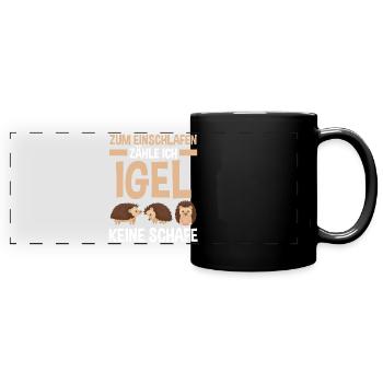 Tiermotiv Igel - Panorama-Tasse farbig - Schwarz - Vorne
