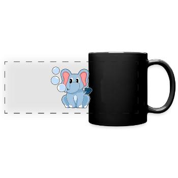 Süßer Elefant  - Panorama-Tasse farbig - Schwarz - Vorne