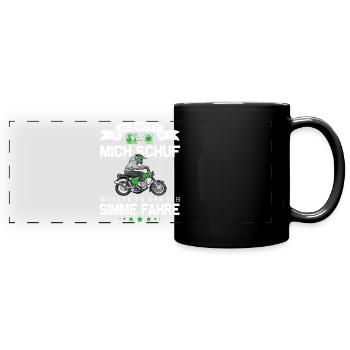 Lustiger Spruch Simsonfahrer S50 S51 Simme Moped - Panorama-Tasse farbig - Schwarz - Vorne