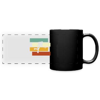 Eishockey Retro - Panorama-Tasse farbig - Schwarz - Vorne