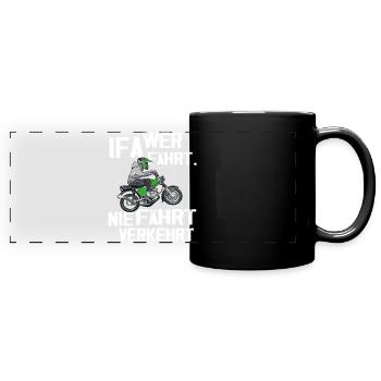 Lustiger Spruch Simsonfahrer S50 S51 Simme Moped - Panorama-Tasse farbig - Schwarz - Vorne