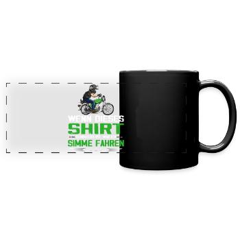 Lustiger Spruch Simsonfahrer S50 S51 Simme Moped - Panorama-Tasse farbig - Schwarz - Vorne