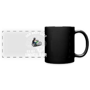 Lustiger Spruch Simsonfahrer S50 S51 Simme Moped - Panorama-Tasse farbig - Schwarz - Vorne