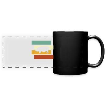 Schwein Retro - Panorama-Tasse farbig - Schwarz - Vorne
