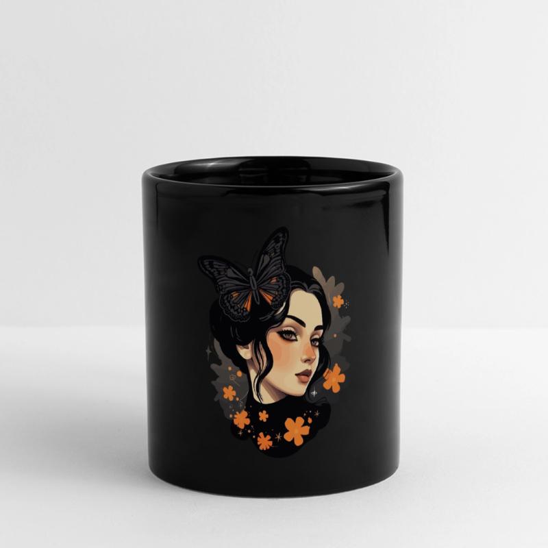 Ästhetisches Mädchen: Gothic Wave Design mit Panorama-Tasse farbig