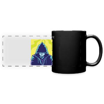 Hacker au travail - Mug panoramique uni - noir - Devant