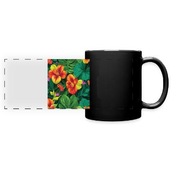 Motif jungle motif tropical forêt tropicale fleurs - Mug panoramique uni - noir - Devant