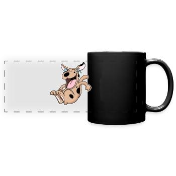 Laughing dog - Full Colour Panoramic Mug - black - Front