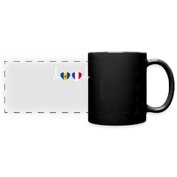 Drapeau battant de cœur de la Barbade France - Mug panoramique uni - noir - Devant
