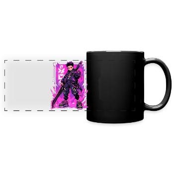 Shibuya: Cooler Anime Junge mit Schwert Japanisch - Panorama-Tasse farbig - Schwarz - Vorne