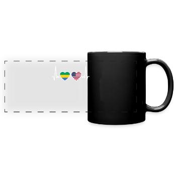 Gabon USA Heartbeat Flag American Gabonese - Full Colour Panoramic Mug - black - Front