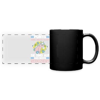 Pferd Reiten Reiter Reiterin Reitsport Pferde Pony - Panorama-Tasse farbig - Schwarz - Vorne