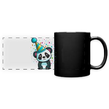 Panda du parti - Mug panoramique uni - noir - Devant