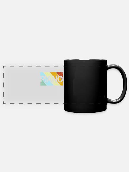 Klavier Retro - Panorama-Tasse farbig - Schwarz