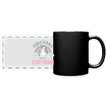 Vintage Rainbow Unicorn & I - Close Buddies Spirit - Mug panoramique uni - noir - Devant