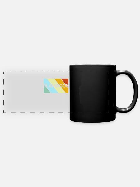 Flamingos Retro - Panorama-Tasse farbig - Schwarz