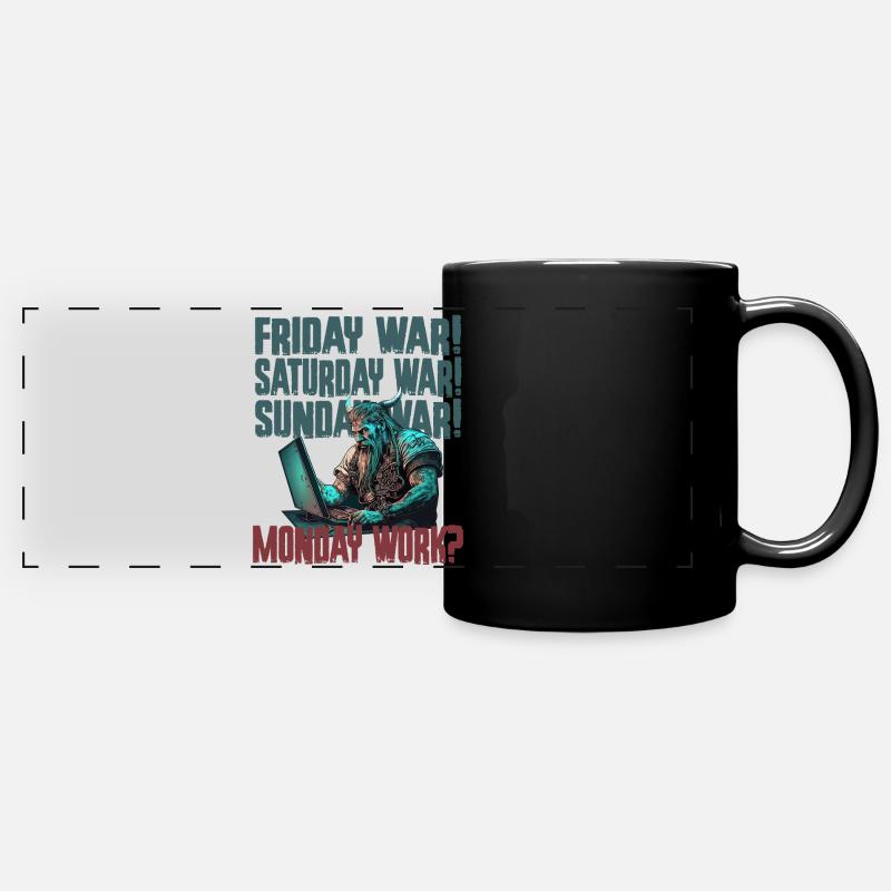 Monday work Programier-Wikinger - Panorama-Tasse farbig - Schwarz