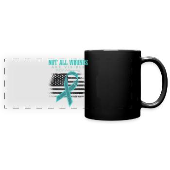 Sensibilisation au TSPT | Toutes les plaies ne sont pas visibles - Mug panoramique uni - noir - Devant