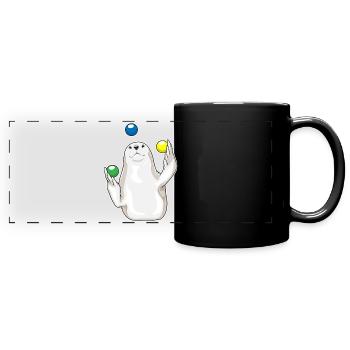 Jonglerie de jongleur de phoque - Mug panoramique uni - noir - Devant