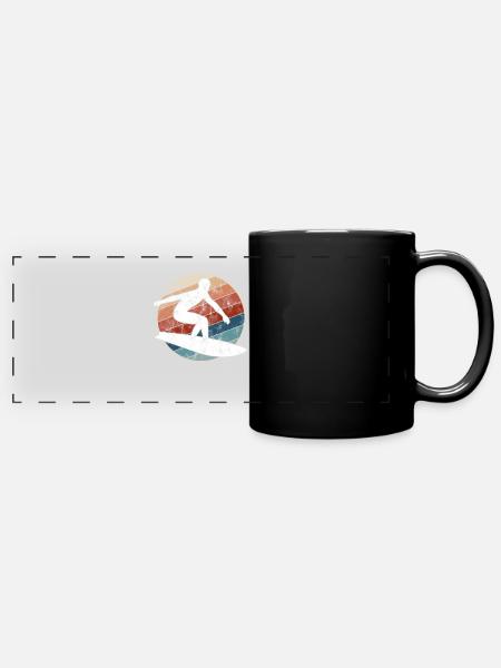 Surfen Retro - Panorama-Tasse farbig - Schwarz