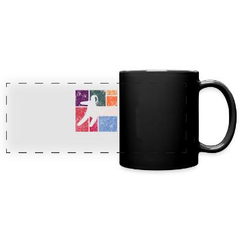 Fechten - Panorama-Tasse farbig - Schwarz - Vorne