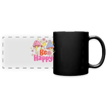 Magic Mushroom Psychedelic Art - Full Colour Panoramic Mug - black - Front